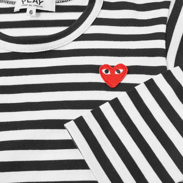 Comme Des Garçons Play heart patch striped tshirt