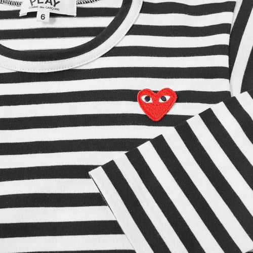 Comme Des Garçons Play heart patch striped tshirt