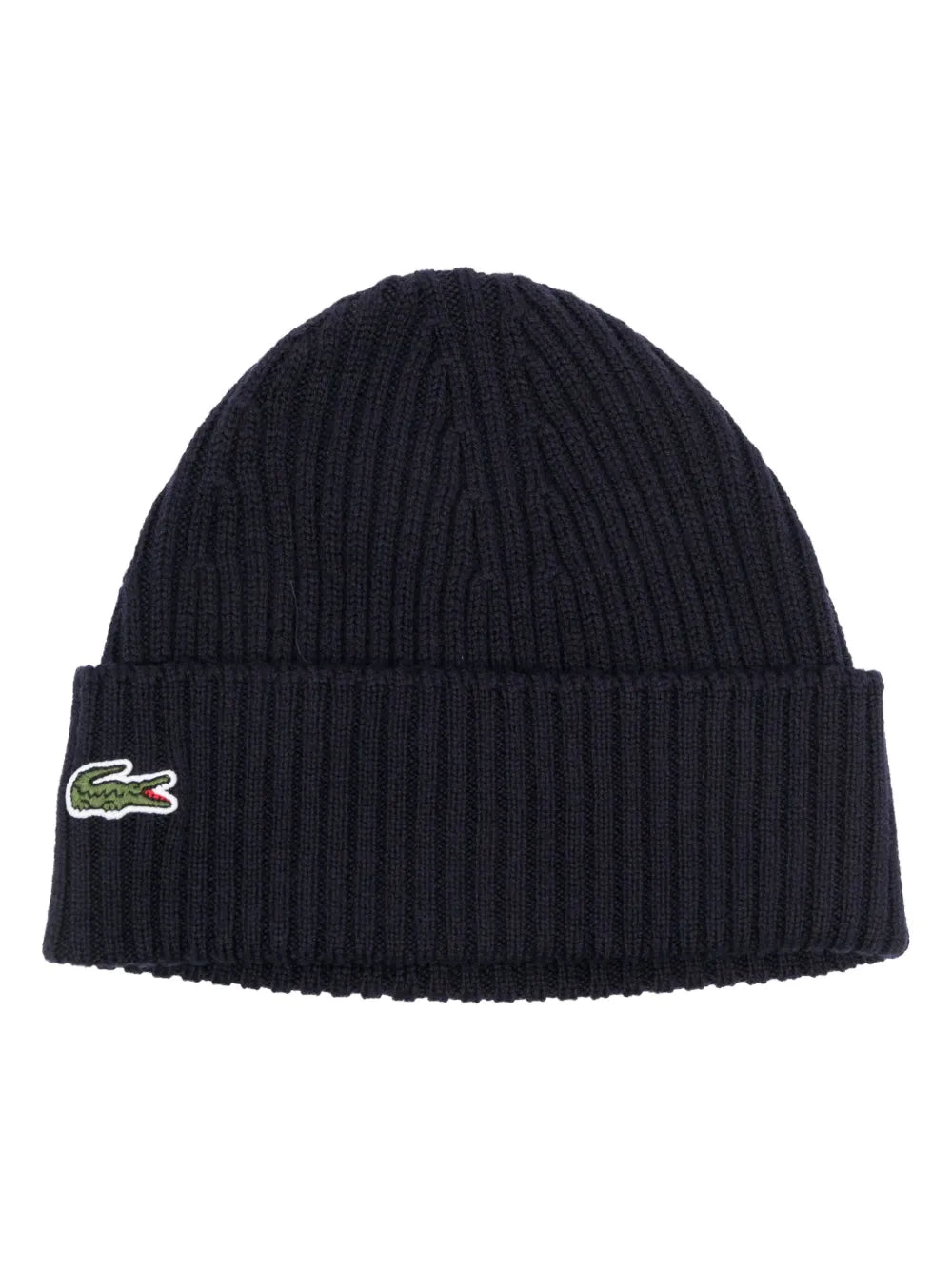 Lacoste Unisex Ribbed Logo Beanie Black