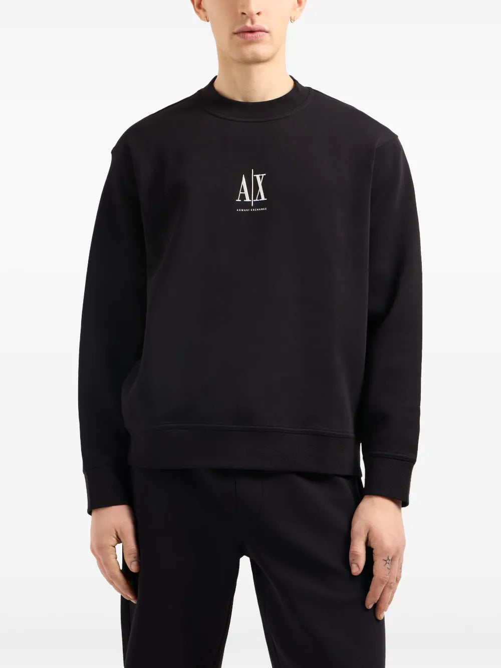 Armani Exchange logo-embroidered sweatshirt Black