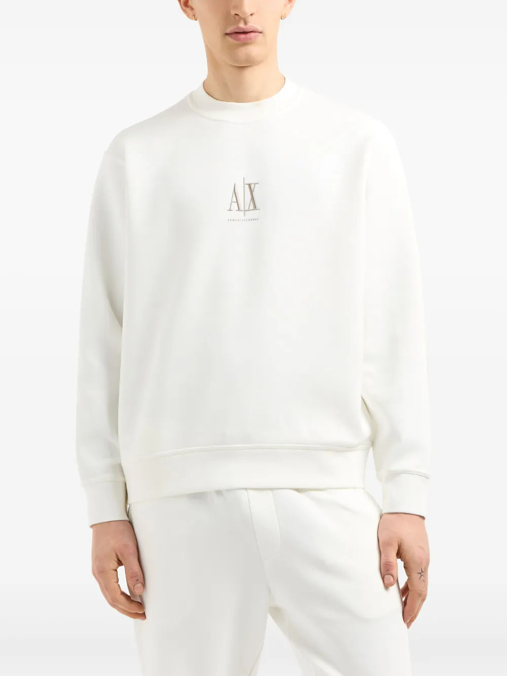 Armani Exchange logo-embroidered sweatshirt White