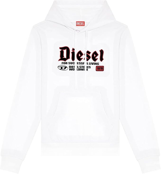 Diesel mens S-ginn-hood-k45 White Sweatshirt