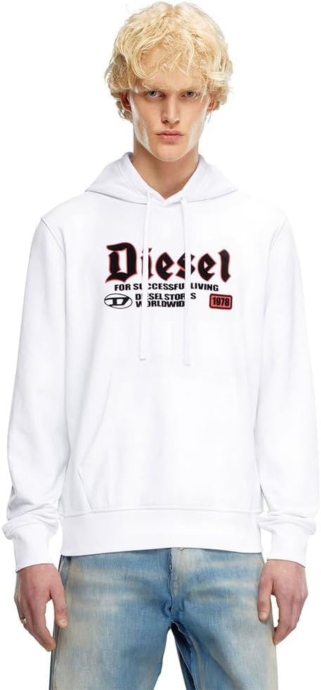 Diesel mens S-ginn-hood-k45 White Sweatshirt
