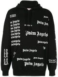 Palm Angels All Over Logo Print Cotton Hoodie