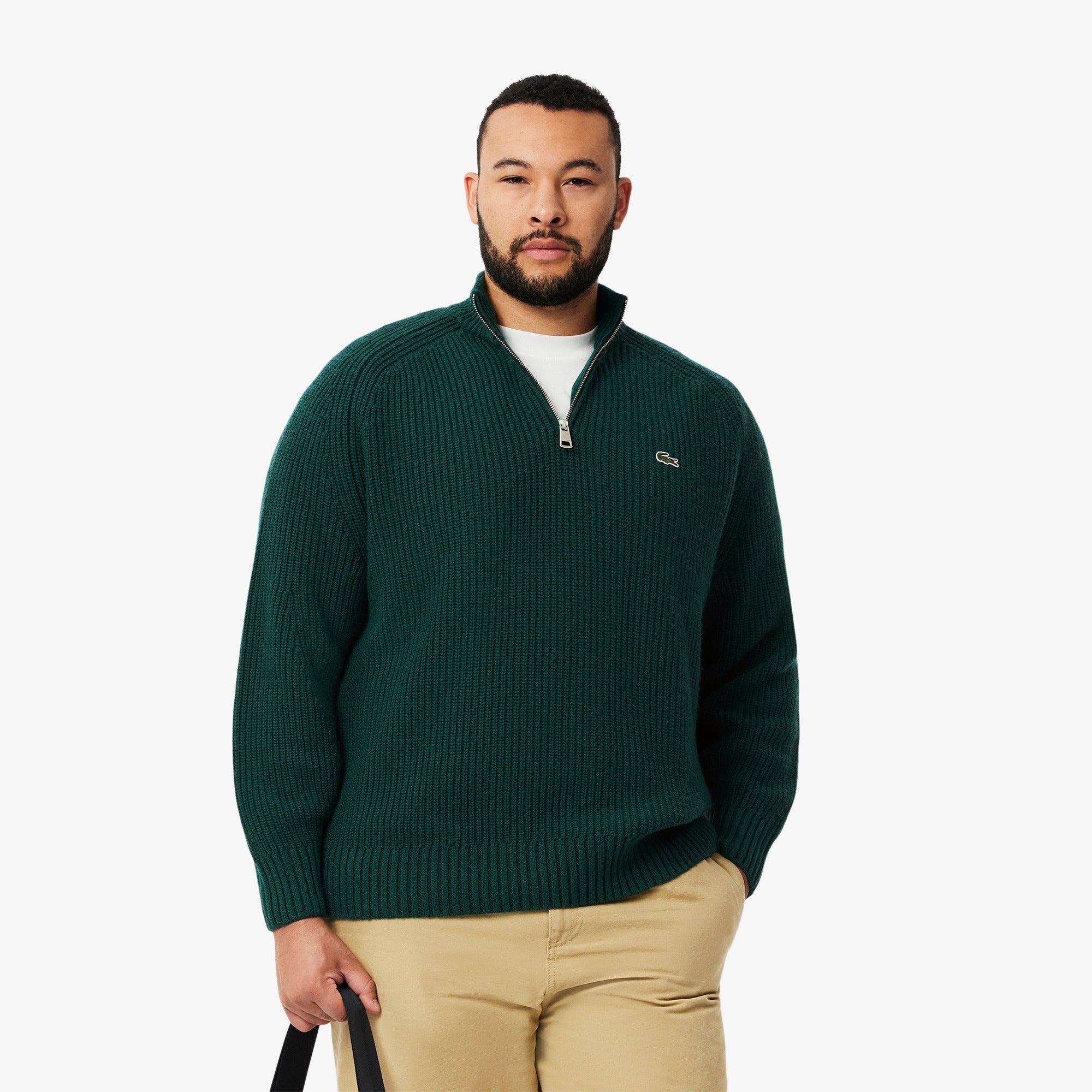 Lacoste Zipped High Neck Wool Sweater - Sinople green