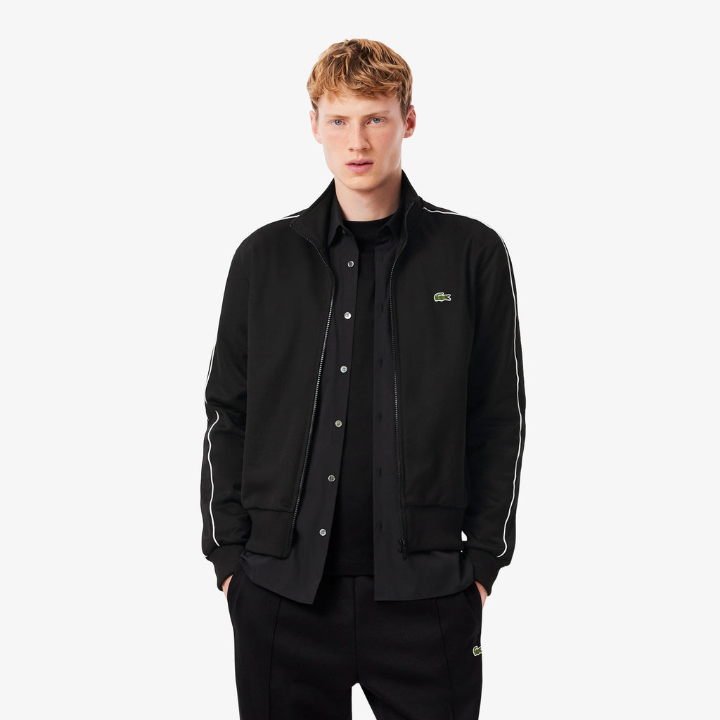 Lacoste logo-trim Black White Stripe Tracksuit Set (Top and Pants)