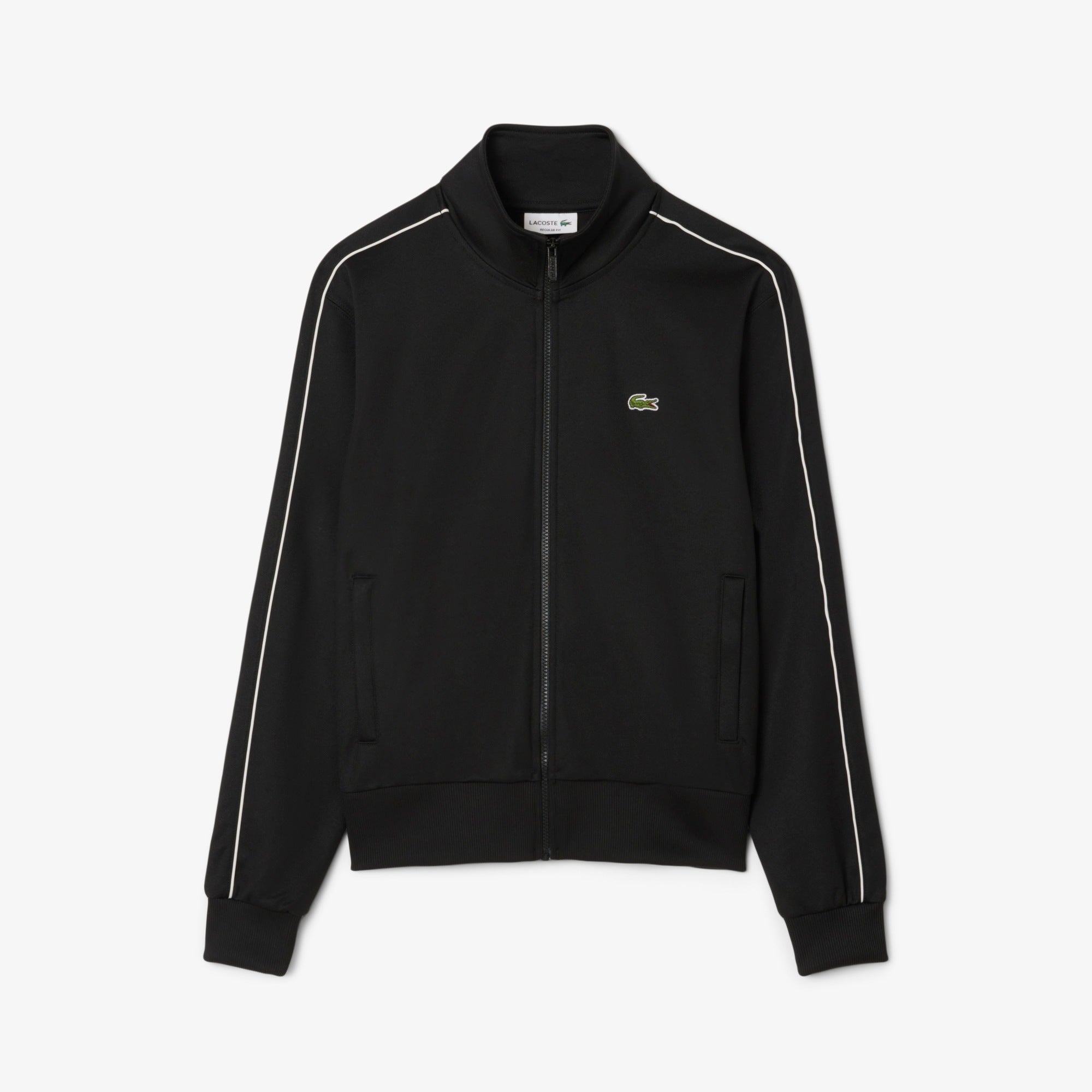 Lacoste logo-trim Black White Stripe Tracksuit Set (Top and Pants)
