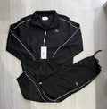 Lacoste logo-trim Black White Stripe Tracksuit Set (Top and Pants)