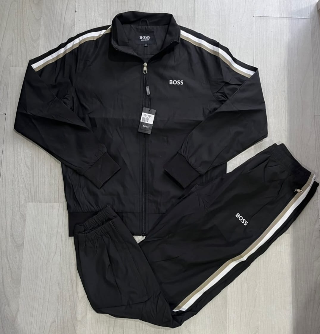 Hugo Boss Full Black Tracksuit Set (Jacket and Pants)