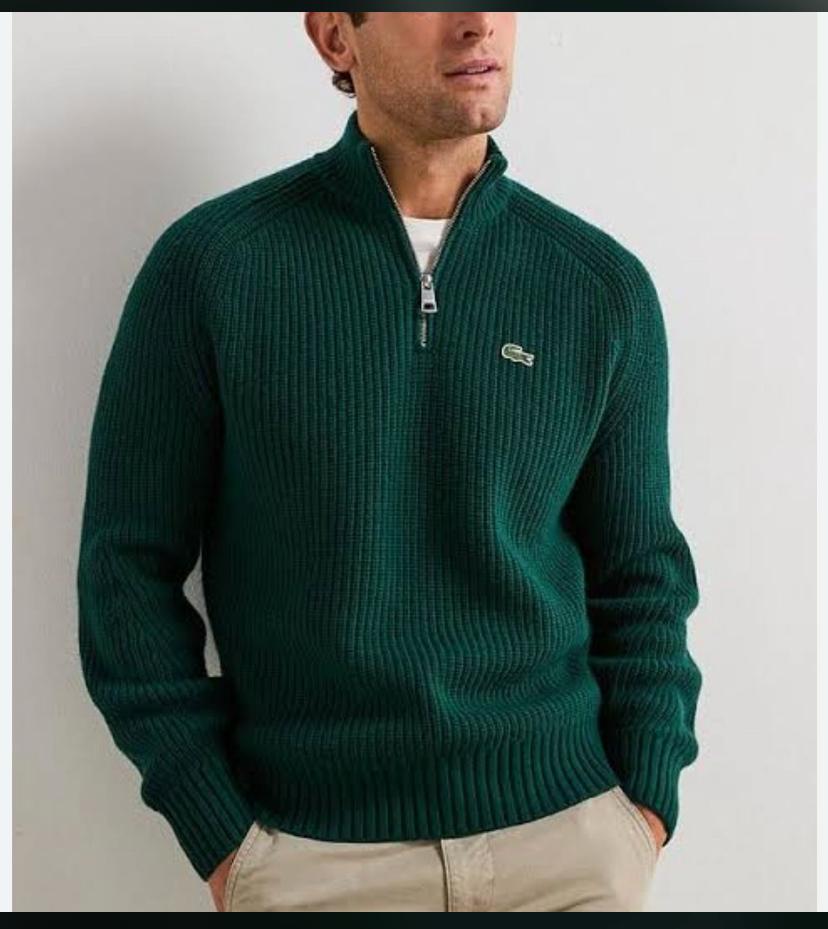 Lacoste Zipped High Neck Wool Sweater - Sinople green
