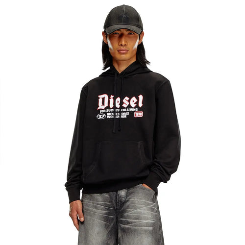 Diesel mens S-ginn-hood-k45 Black Sweatshirt