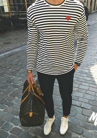 Comme Des Garçons Play heart patch striped tshirt