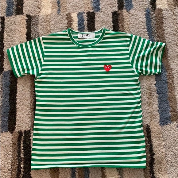 Comme Des Garçons Play striped heart embellished top